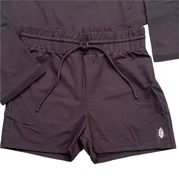 NWT FP Movement Sunny Set Black French Terry Cropped Sweatshirt & Shorts S Small - Picture 8 of 16
